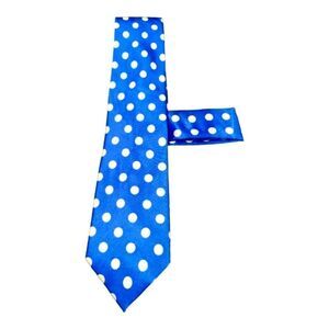 MEN'S ST. PATRICK ROYAL/WHITE POLKA DOT TIE AND POCKET SQUARE SET.